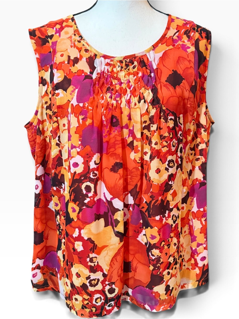 Covington Woman Sleeveless Floral Print Top, size 16-18W Great for fall! 🍂🍁